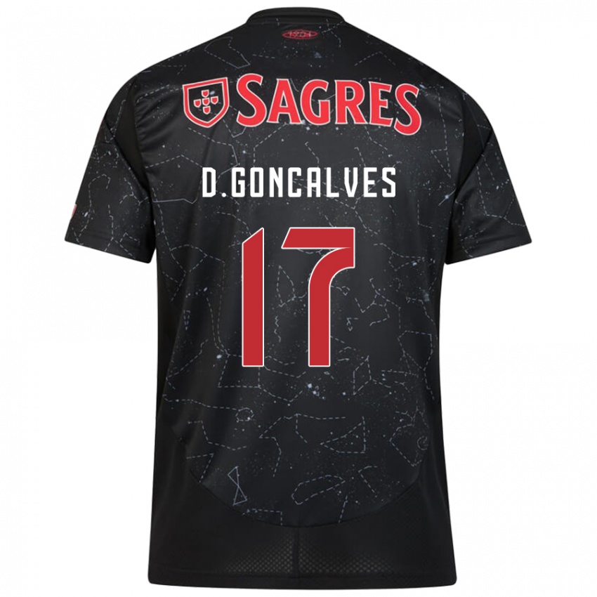 Heren Diogo Goncalves #17 Zwart Rood Uitshirt Uittenue 2024/25 T-Shirt