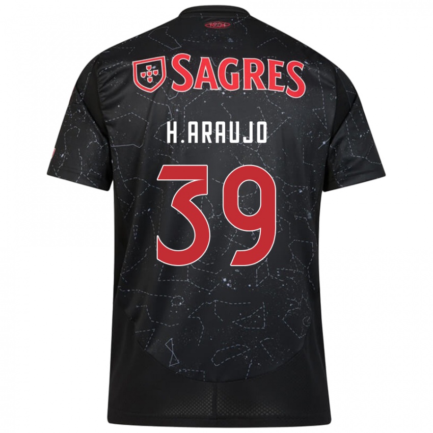 Heren Henrique Araujo #39 Zwart Rood Uitshirt Uittenue 2024/25 T-Shirt