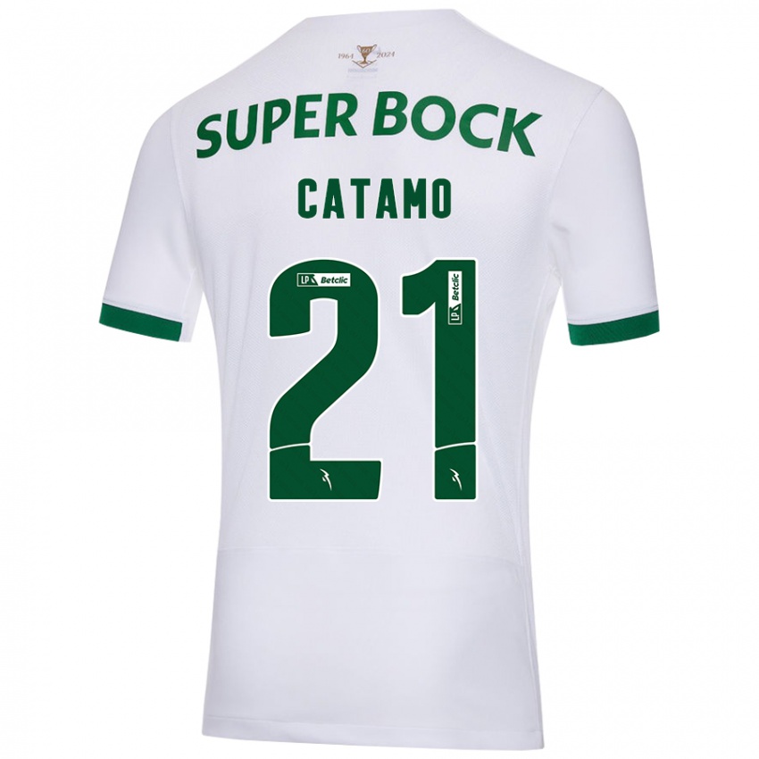 Heren Geny Catamo #21 Wit Groen Uitshirt Uittenue 2024/25 T-Shirt