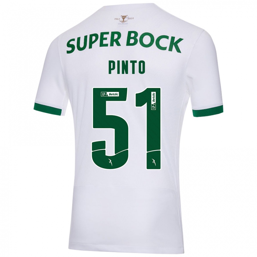 Heren Diogo Pinto #51 Wit Groen Uitshirt Uittenue 2024/25 T-Shirt