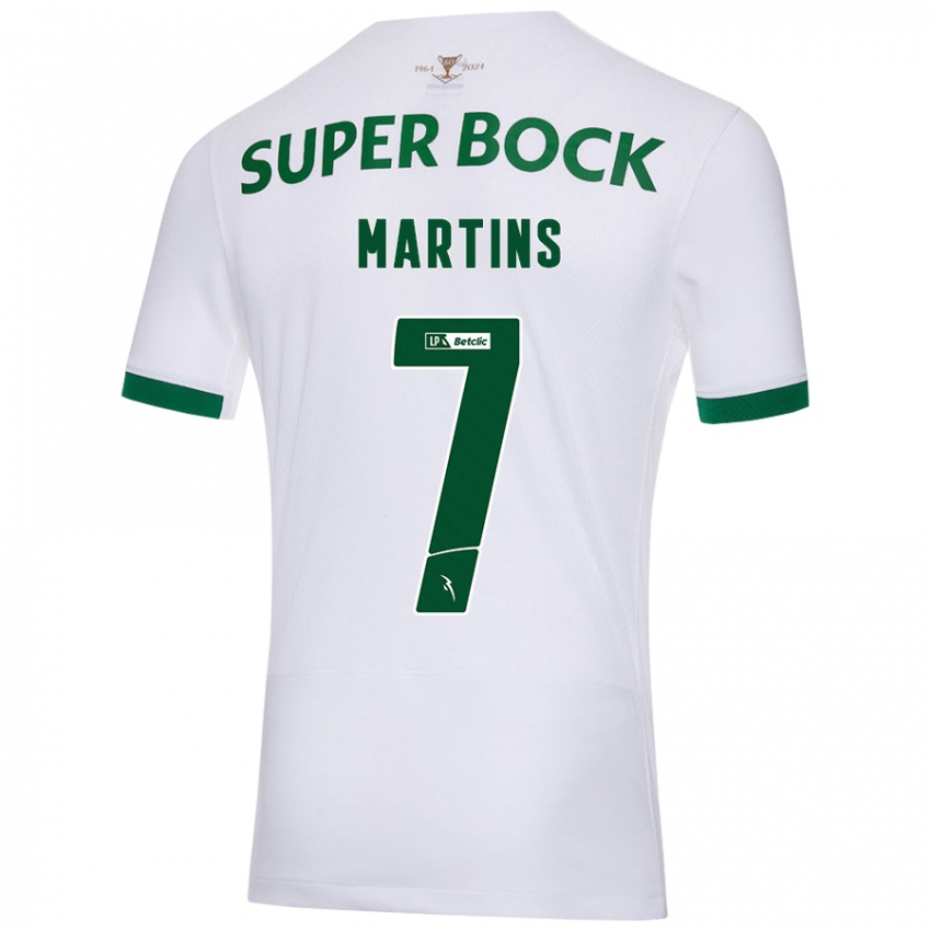 Heren Joana David Carromeu Martins #7 Wit Groen Uitshirt Uittenue 2024/25 T-Shirt