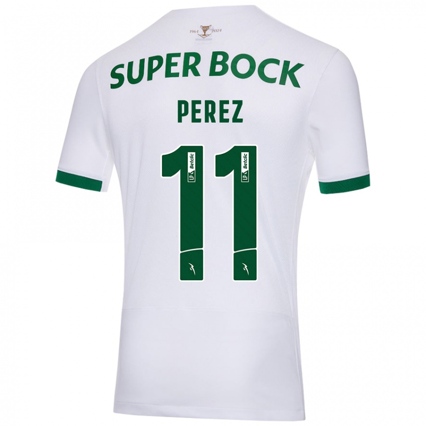 Heren Brenda Pérez #11 Wit Groen Uitshirt Uittenue 2024/25 T-Shirt