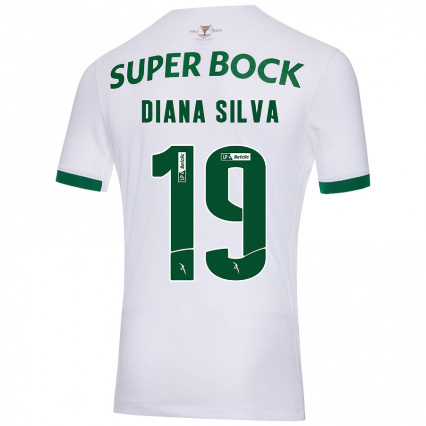 Heren Diana Micaela Abreu De Sousa E Silva #19 Wit Groen Uitshirt Uittenue 2024/25 T-Shirt