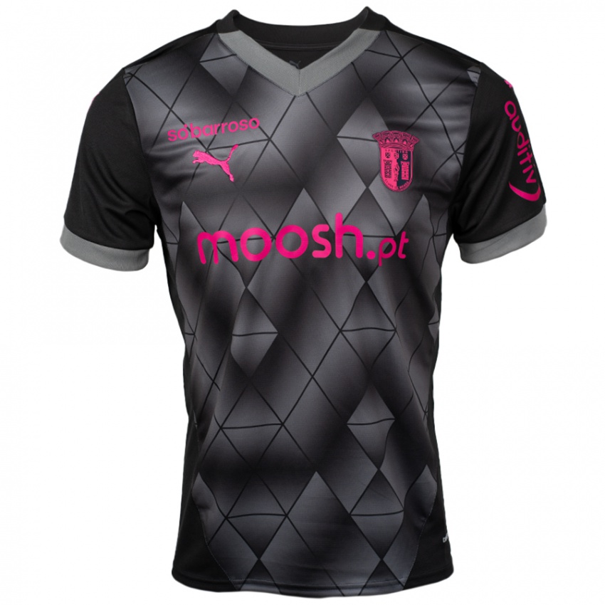 Heren João Lomba #0 Zwart Roze Uitshirt Uittenue 2024/25 T-Shirt