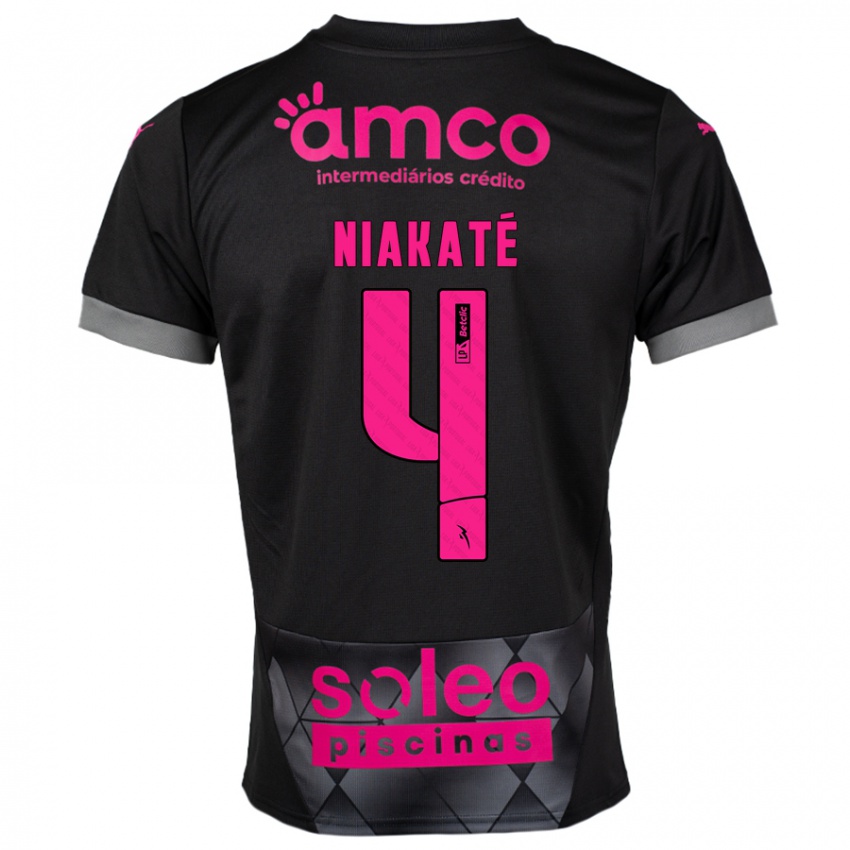 Heren Sikou Niakaté #4 Zwart Roze Uitshirt Uittenue 2024/25 T-Shirt