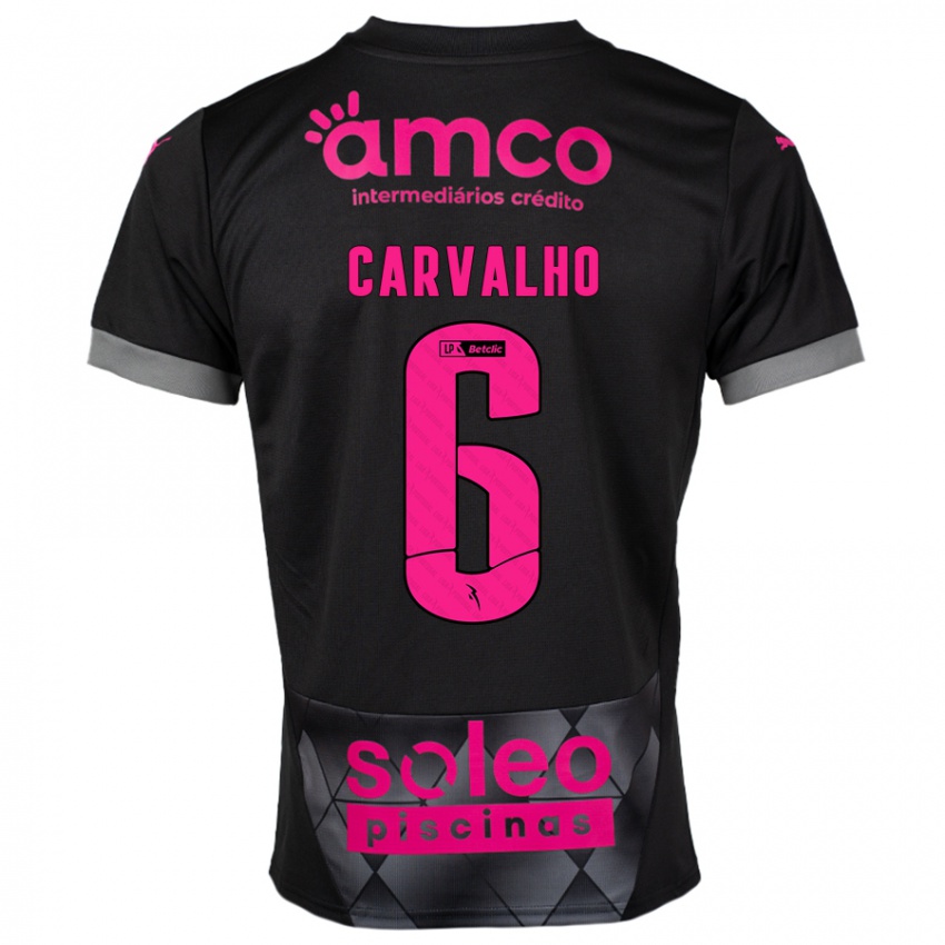 Heren Vitor Carvalho #6 Zwart Roze Uitshirt Uittenue 2024/25 T-Shirt