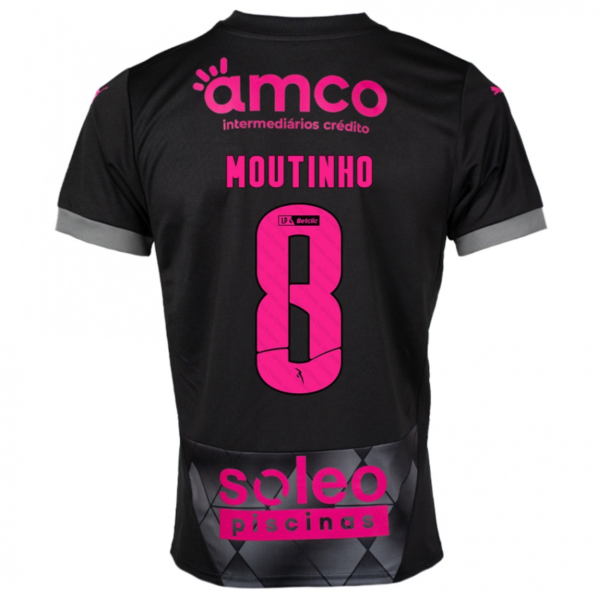 Heren João Moutinho #8 Zwart Roze Uitshirt Uittenue 2024/25 T-Shirt