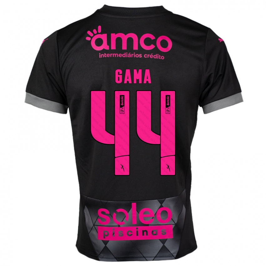 Heren Dinis Gama #44 Zwart Roze Uitshirt Uittenue 2024/25 T-Shirt