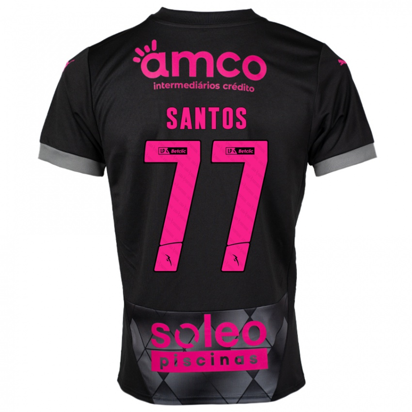 Heren Edu Santos #77 Zwart Roze Uitshirt Uittenue 2024/25 T-Shirt