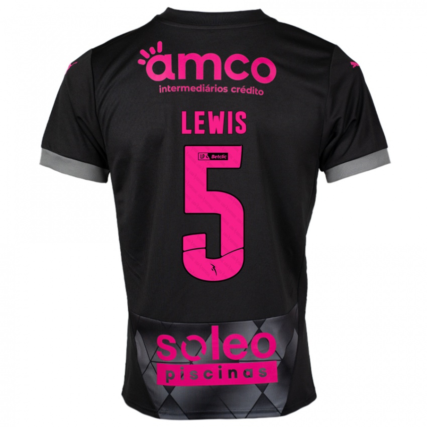 Heren Leah Lewis #5 Zwart Roze Uitshirt Uittenue 2024/25 T-Shirt