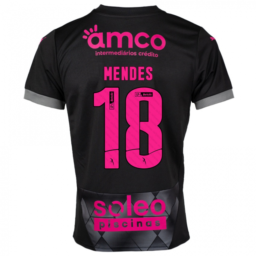 Heren Carolina Mendes #18 Zwart Roze Uitshirt Uittenue 2024/25 T-Shirt