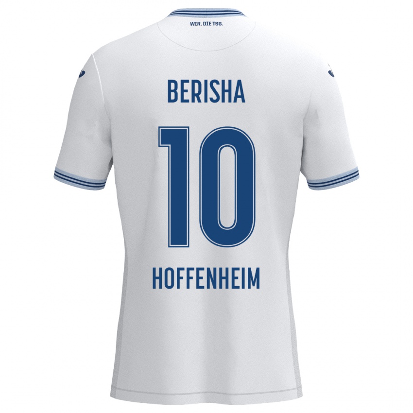 Heren Mergim Berisha #10 Wit Blauw Uitshirt Uittenue 2024/25 T-Shirt