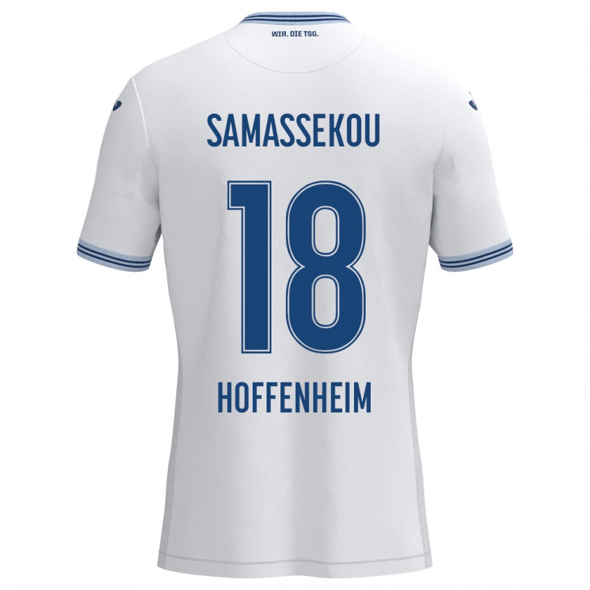 Heren Diadié Samassékou #18 Wit Blauw Uitshirt Uittenue 2024/25 T-Shirt