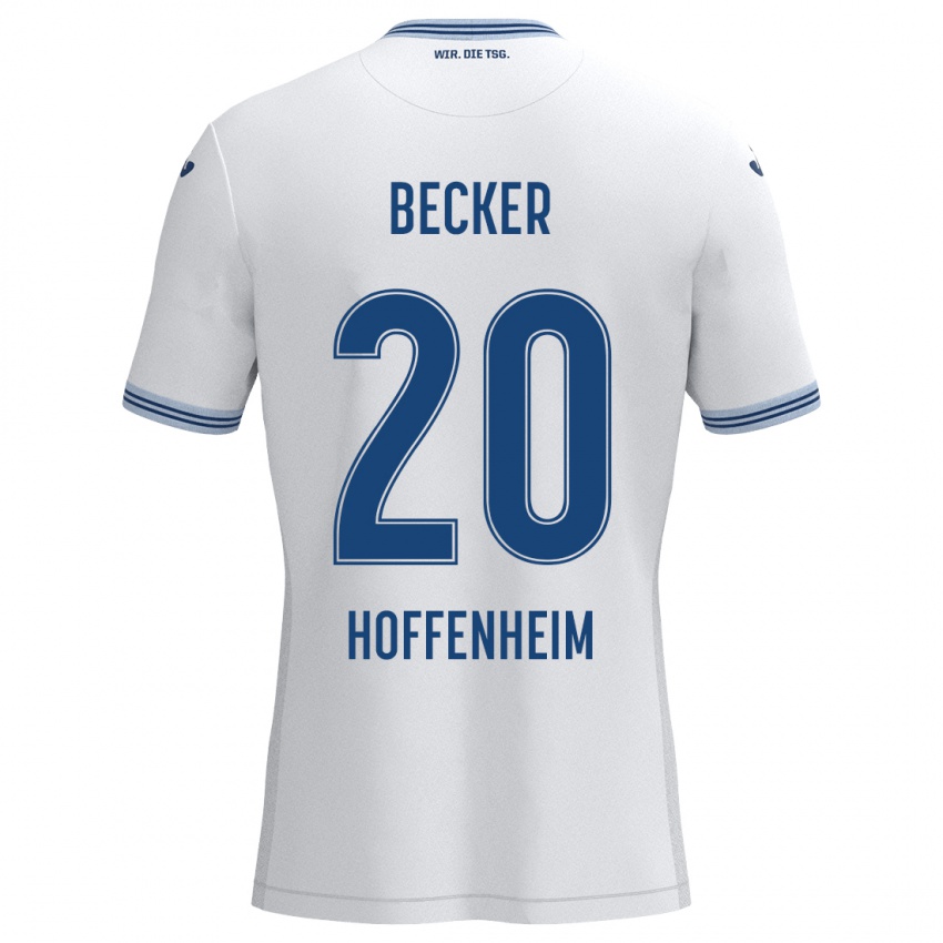 Heren Finn Ole Becker #20 Wit Blauw Uitshirt Uittenue 2024/25 T-Shirt