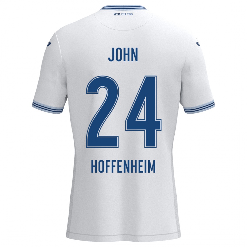 Heren Marco John #24 Wit Blauw Uitshirt Uittenue 2024/25 T-Shirt