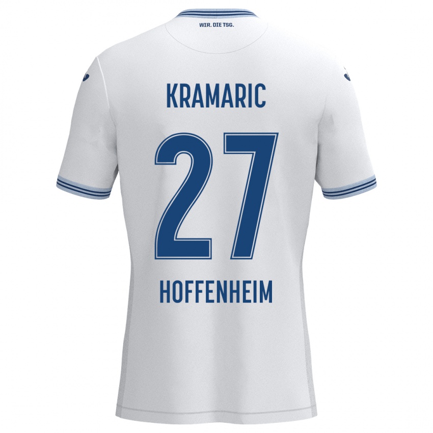 Heren Andrej Kramaric #27 Wit Blauw Uitshirt Uittenue 2024/25 T-Shirt