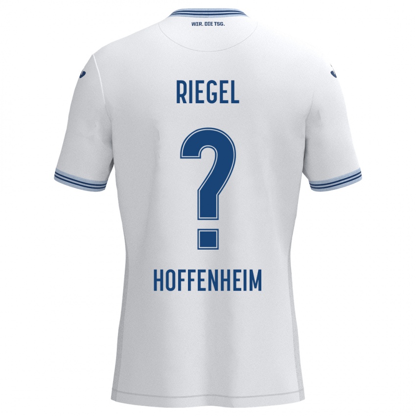 Heren Adrian Riegel #0 Wit Blauw Uitshirt Uittenue 2024/25 T-Shirt