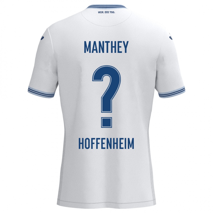 Heren Kevin Manthey #0 Wit Blauw Uitshirt Uittenue 2024/25 T-Shirt