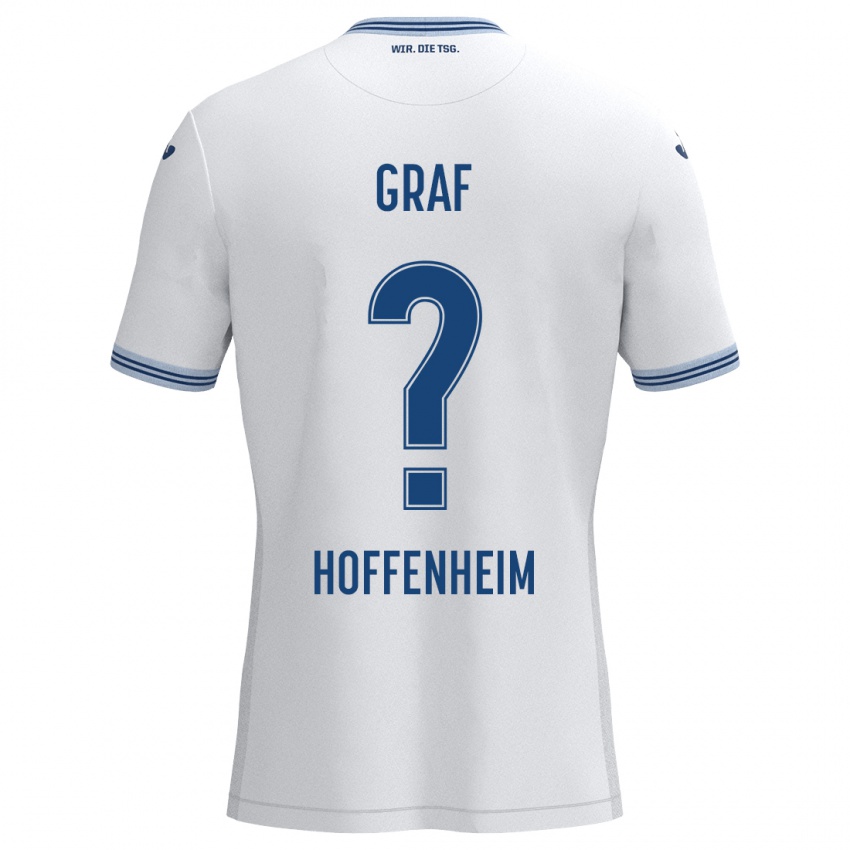 Heren Julian Graf #0 Wit Blauw Uitshirt Uittenue 2024/25 T-Shirt