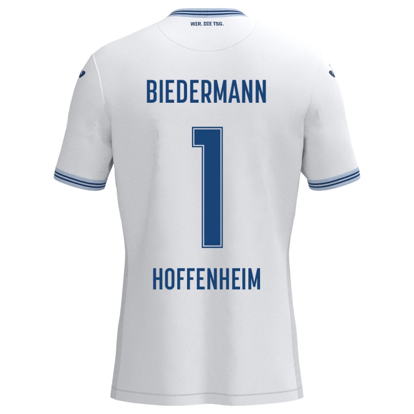 Heren Nico Biedermann #1 Wit Blauw Uitshirt Uittenue 2024/25 T-Shirt