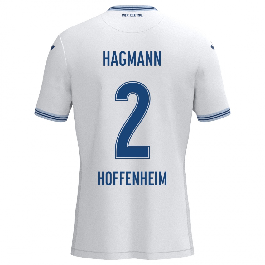 Heren Felix Hagmann #2 Wit Blauw Uitshirt Uittenue 2024/25 T-Shirt