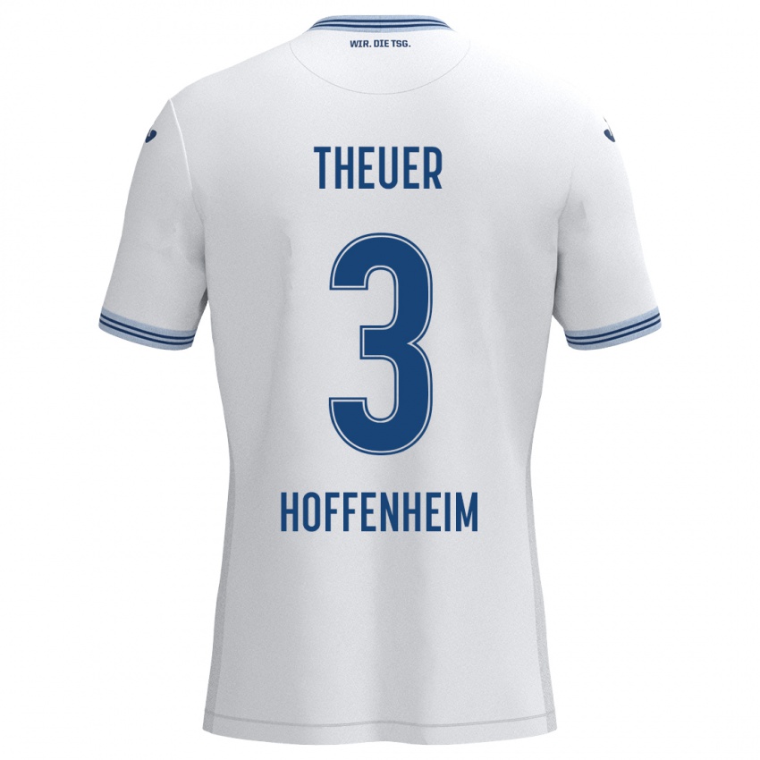 Heren Maximilian Theuer #3 Wit Blauw Uitshirt Uittenue 2024/25 T-Shirt