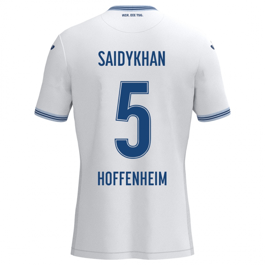 Heren Ibrahim Saidykhan #5 Wit Blauw Uitshirt Uittenue 2024/25 T-Shirt