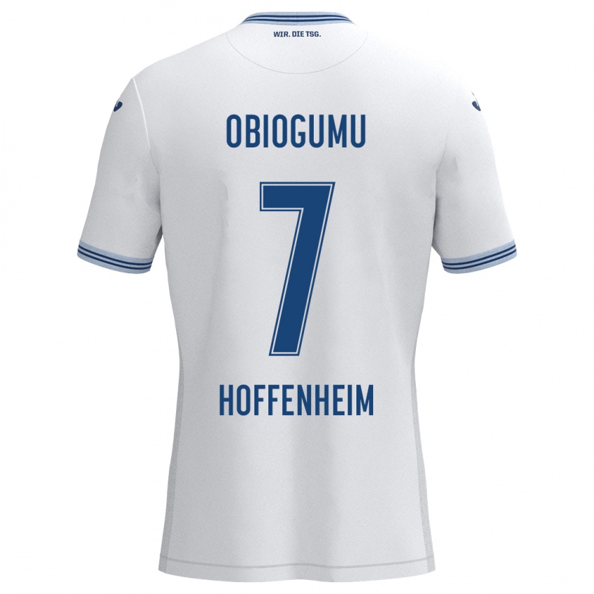 Heren Uche Obiogumu #7 Wit Blauw Uitshirt Uittenue 2024/25 T-Shirt