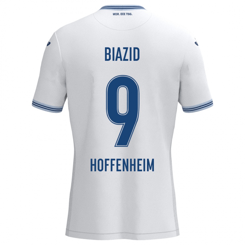 Heren Zain Biazid #9 Wit Blauw Uitshirt Uittenue 2024/25 T-Shirt