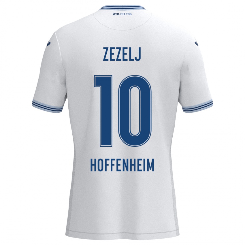 Heren Neno Zezelj #10 Wit Blauw Uitshirt Uittenue 2024/25 T-Shirt