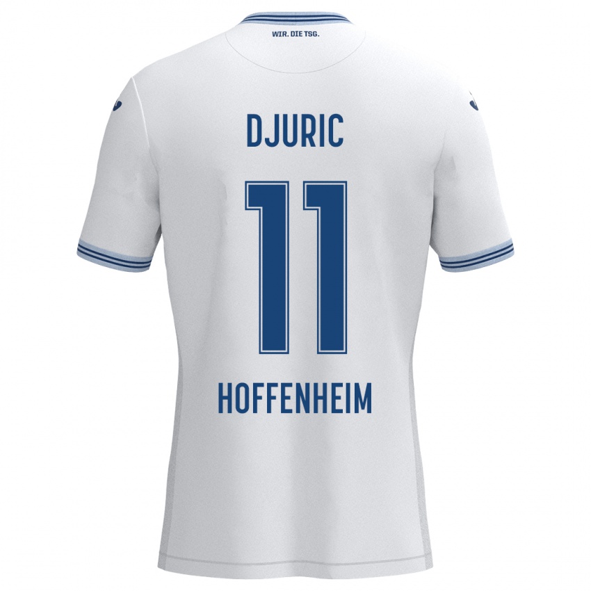 Heren Luka Djuric #11 Wit Blauw Uitshirt Uittenue 2024/25 T-Shirt