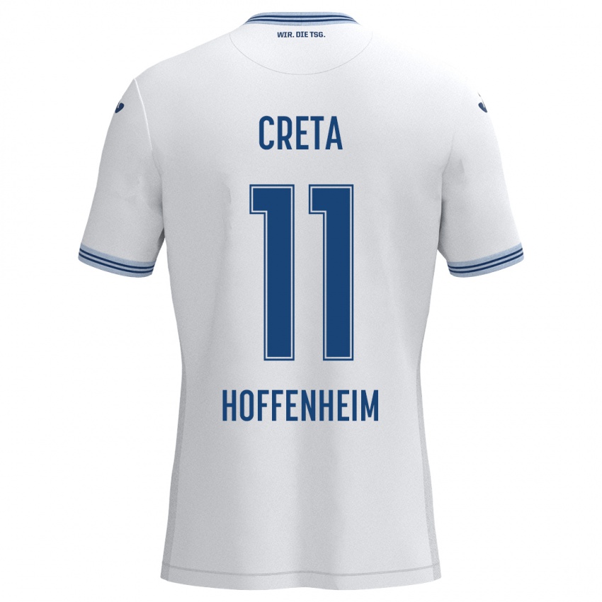 Heren David Creța #11 Wit Blauw Uitshirt Uittenue 2024/25 T-Shirt