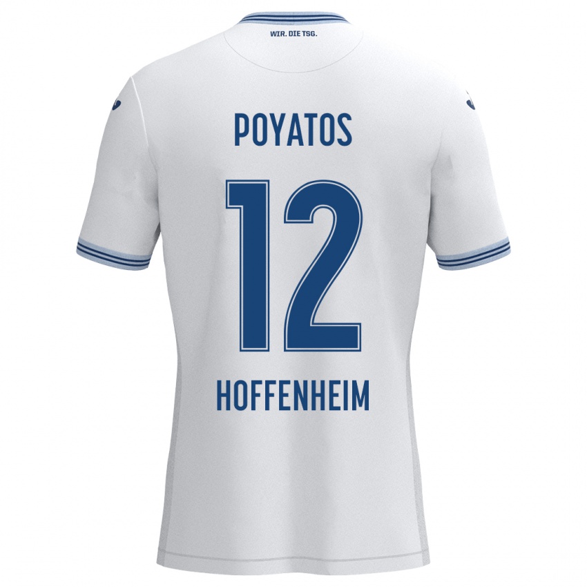 Heren Miguel Poyatos #12 Wit Blauw Uitshirt Uittenue 2024/25 T-Shirt