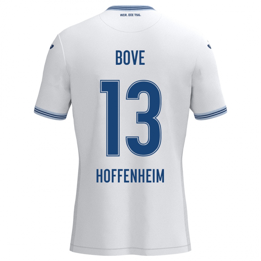 Heren Nevio Bove #13 Wit Blauw Uitshirt Uittenue 2024/25 T-Shirt