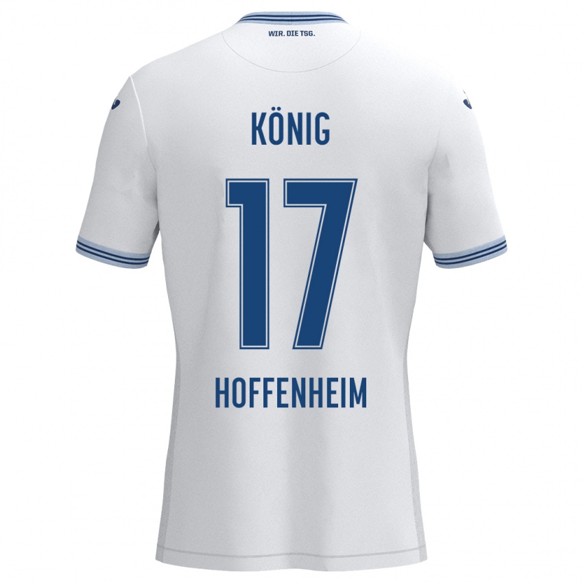 Heren Noah König #17 Wit Blauw Uitshirt Uittenue 2024/25 T-Shirt