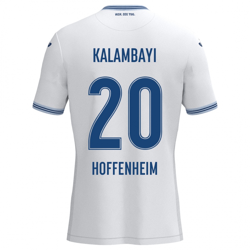 Heren Simon Kalambayi #20 Wit Blauw Uitshirt Uittenue 2024/25 T-Shirt