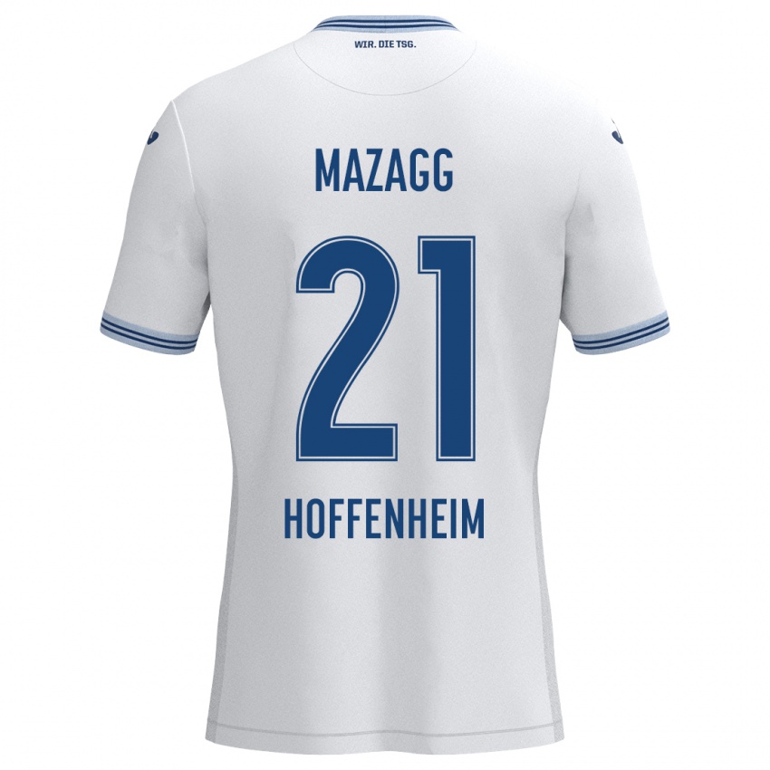 Heren Lukas Mazagg #21 Wit Blauw Uitshirt Uittenue 2024/25 T-Shirt