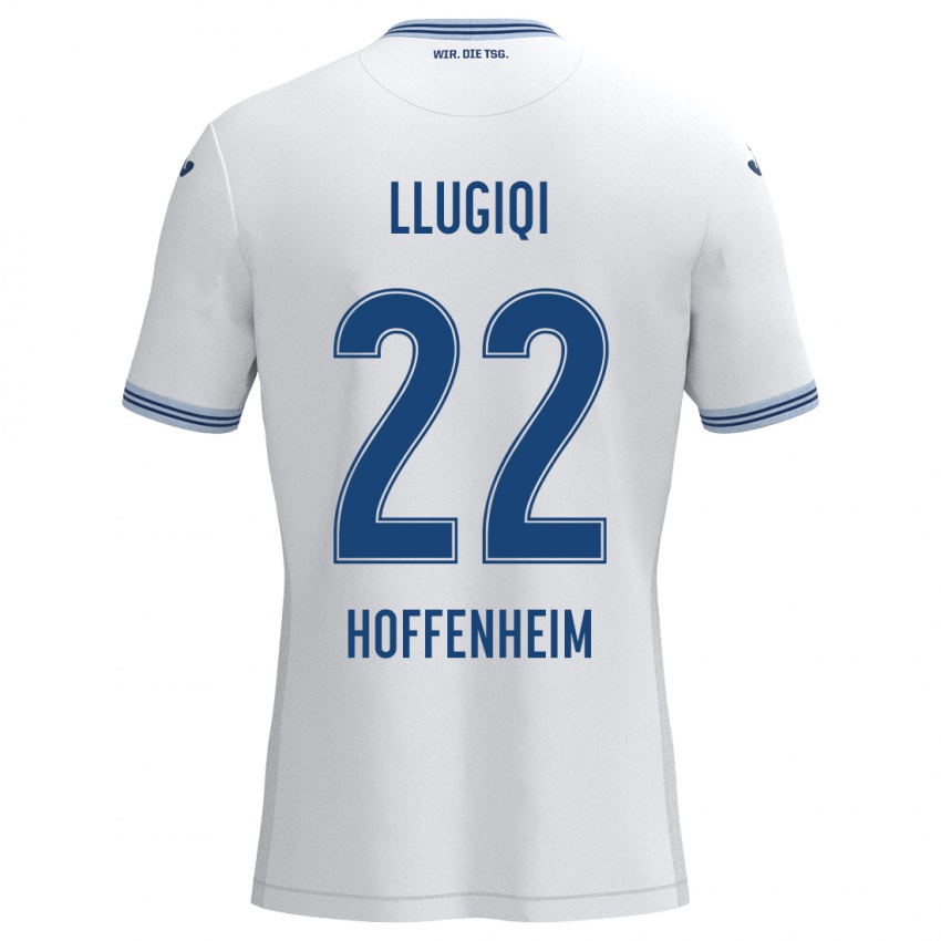 Heren Arian Llugiqi #22 Wit Blauw Uitshirt Uittenue 2024/25 T-Shirt