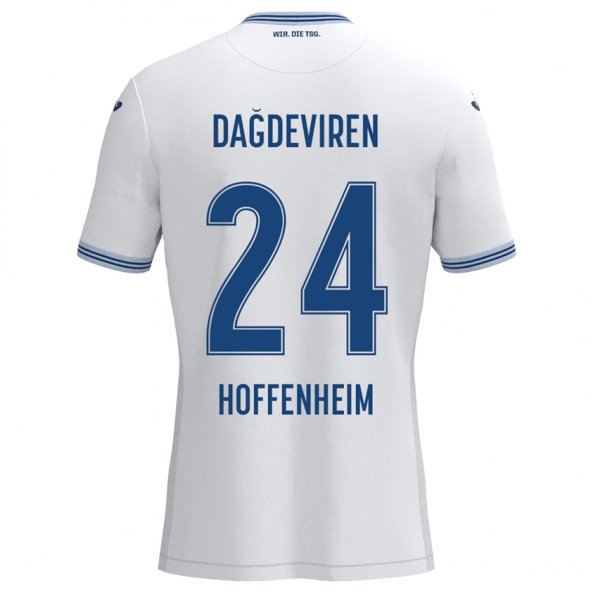 Heren Diren Dağdeviren #24 Wit Blauw Uitshirt Uittenue 2024/25 T-Shirt