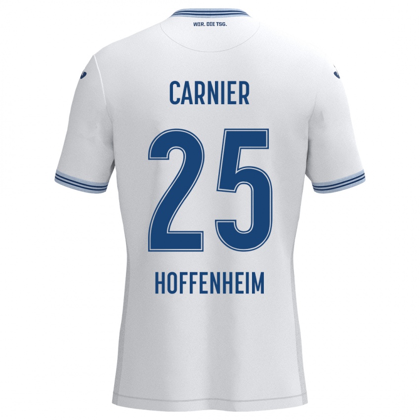 Heren Alekseï Carnier #25 Wit Blauw Uitshirt Uittenue 2024/25 T-Shirt