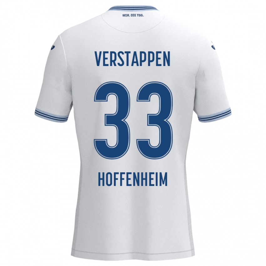 Heren Eric Verstappen #33 Wit Blauw Uitshirt Uittenue 2024/25 T-Shirt