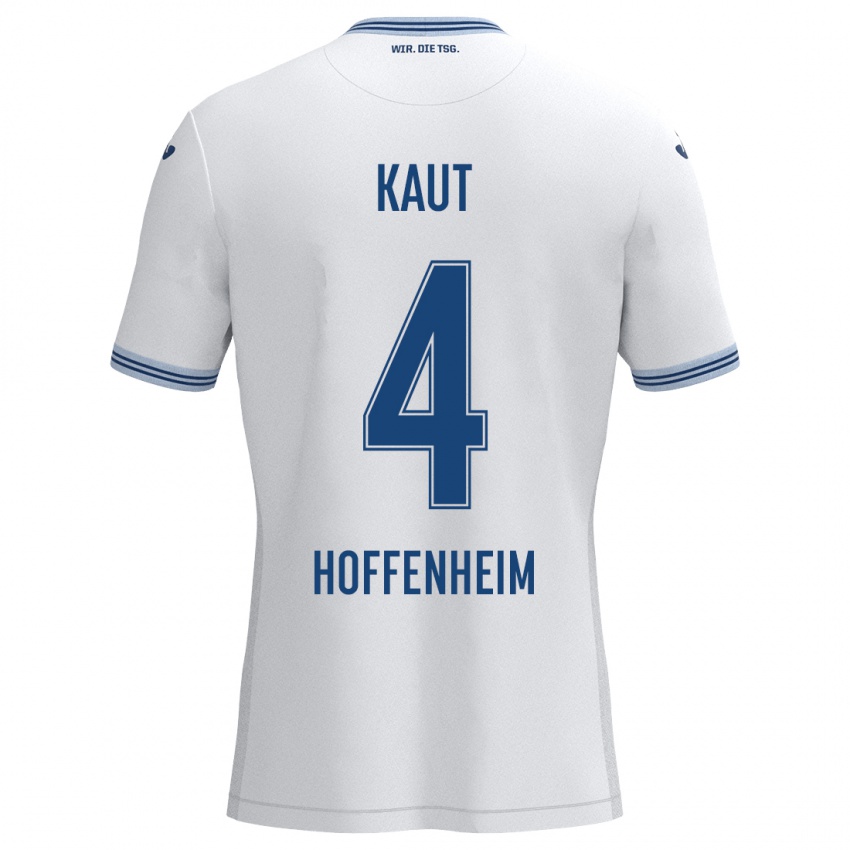 Heren Lisann Kaut #4 Wit Blauw Uitshirt Uittenue 2024/25 T-Shirt