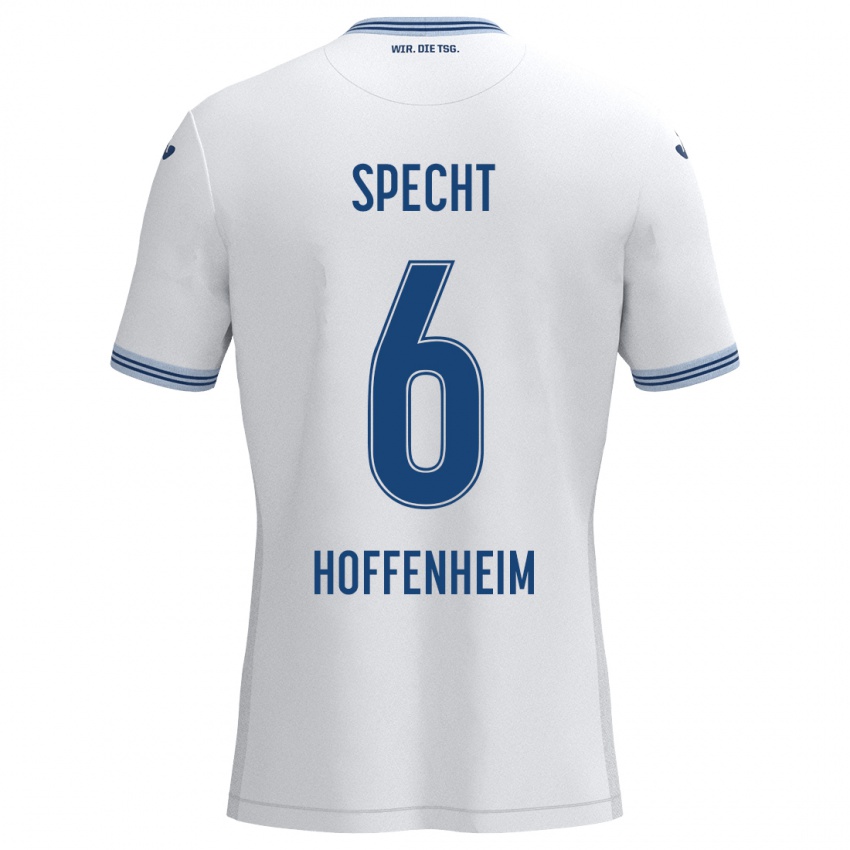 Heren Michaela Specht #6 Wit Blauw Uitshirt Uittenue 2024/25 T-Shirt