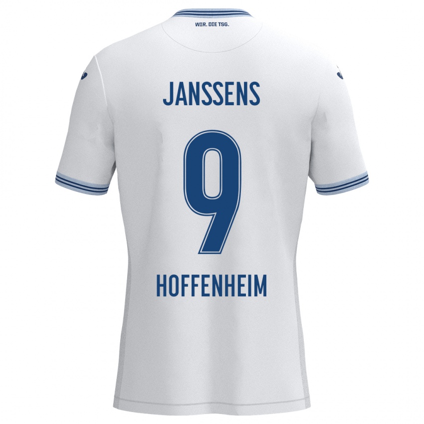 Heren Jill Janssens #9 Wit Blauw Uitshirt Uittenue 2024/25 T-Shirt