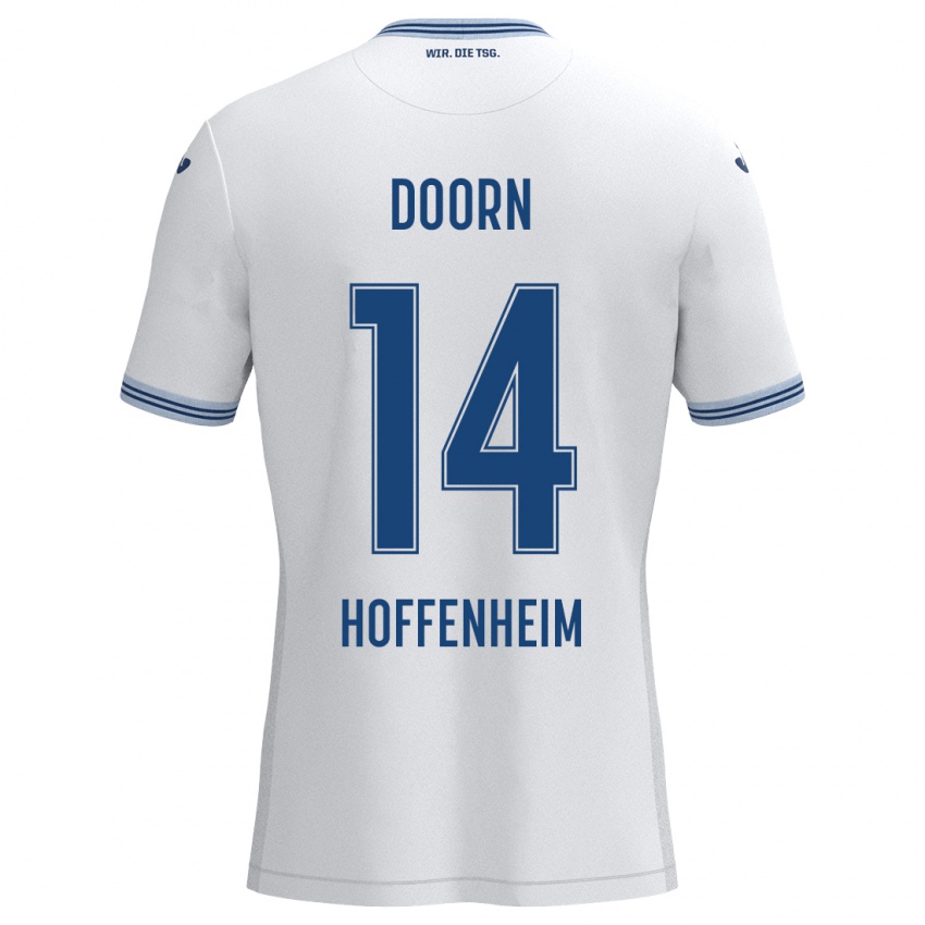 Heren Lisa Doorn #14 Wit Blauw Uitshirt Uittenue 2024/25 T-Shirt