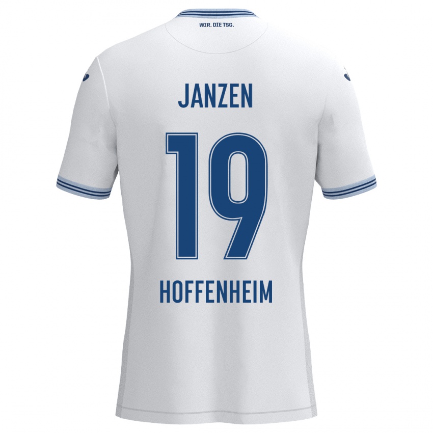 Heren Mathilde Janzen #19 Wit Blauw Uitshirt Uittenue 2024/25 T-Shirt