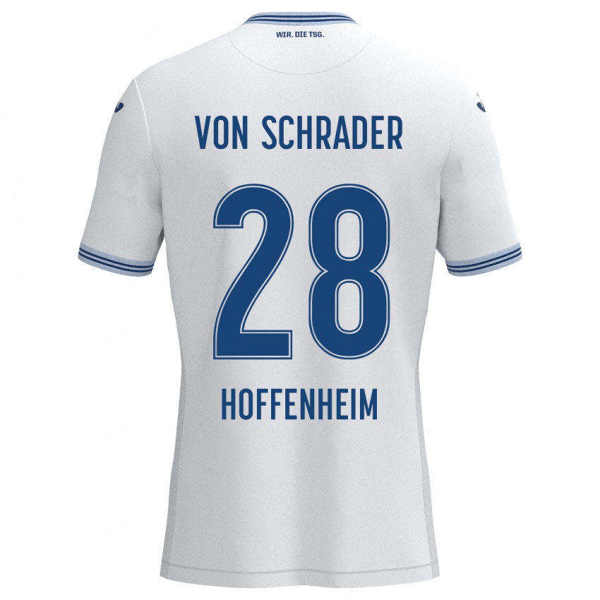 Heren Lina Von Schrader #28 Wit Blauw Uitshirt Uittenue 2024/25 T-Shirt