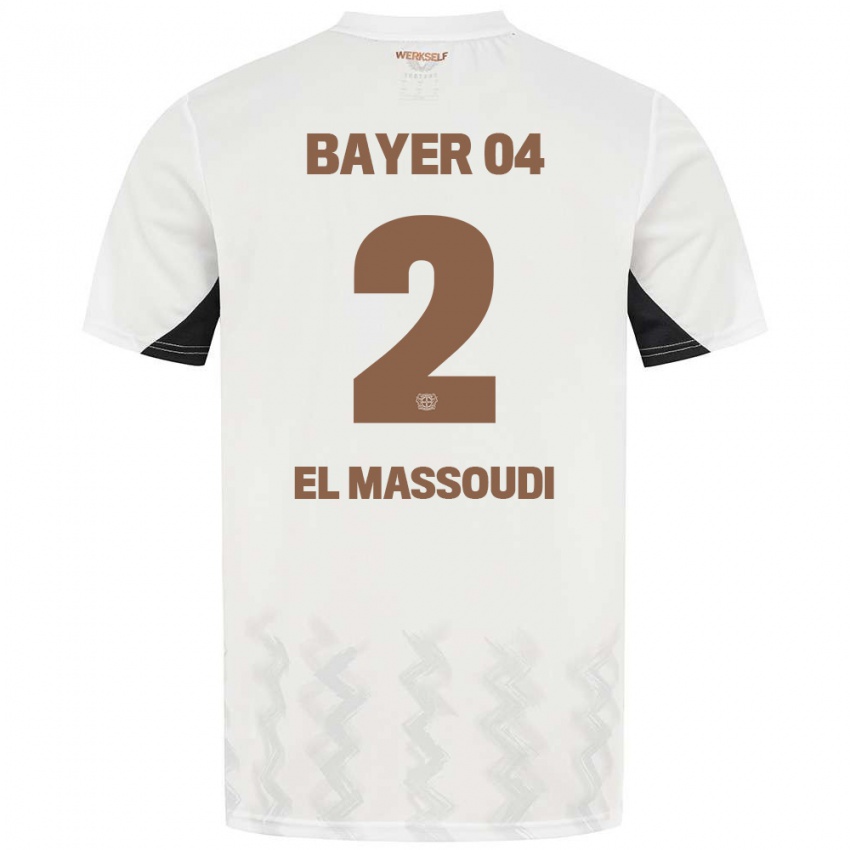 Heren Nassim El Massoudi #2 Wit Zwart Uitshirt Uittenue 2024/25 T-Shirt