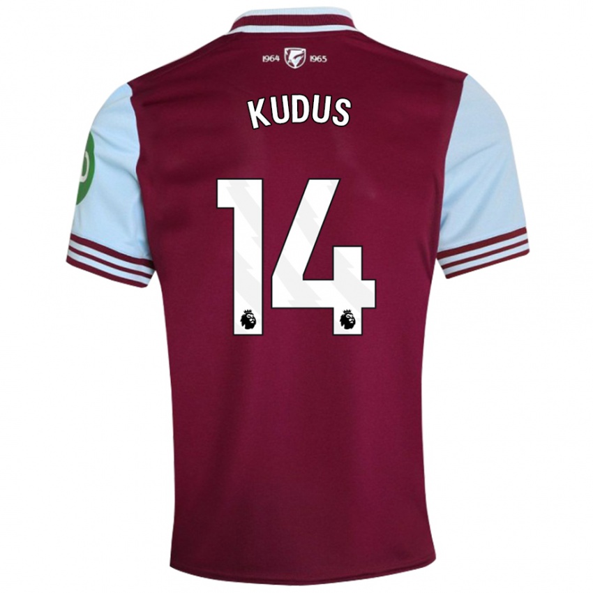 Dames Mohammed Kudus #14 Donkerrood Thuisshirt Thuistenue 2024/25 T-Shirt