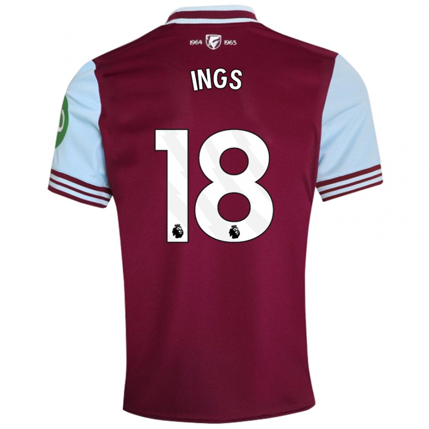 Dames Danny Ings #18 Donkerrood Thuisshirt Thuistenue 2024/25 T-Shirt